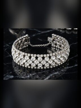 Sparkling Clear Crystal Bracelet - Silver Tone Womens Jewelry